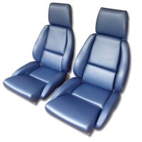 1986-1988 C4 Corvette Mounted Leather Seat Covers Blue Standard No-Perforations