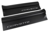 2005-2013 C6 Corvette Door Sill Guards W/Corvette Logo - Black