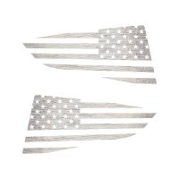 2014-2019 C7 Corvette Quarter Window Flag Decal - Chrome Brushed Steel - Standard USA Flag