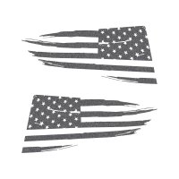 2014-2019 C7 Corvette Quarter Window Flag Decal - Gloss Pearl Black - Distressed USA Flag