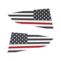 2014-2019 C7 Corvette Quarter Window Flag Decal - Gloss Carbon Flash Met - Std USA Flag W/Red Str...