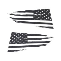 2014-2019 C7 Corvette Quarter Window Flag Decal - Gloss Carbon Flash - Distressed USA Flag