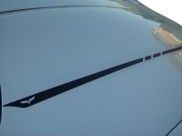 2005-2013 C6 Corvette Hood Stripes Decal Three Stripes w/ Crossed Flags Outline Blue Brushed Stee...