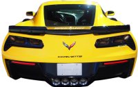 2015-2019 C7 Corvette Clear Center Wicker Bill Decal - Brushed Aluminum Supercharged Text