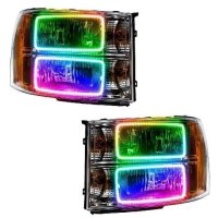 For 2007-2013 GMC Sierra SMD Headlights - Square Ring Design Oracle