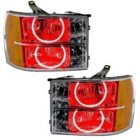 For 2007-2013 GMC Sierra SMD Headlights - Round Ring Design Oracle