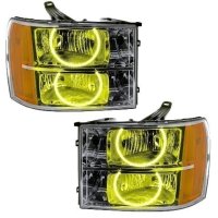 For 2007-2013 GMC Sierra SMD Headlights - Round Ring Design Oracle