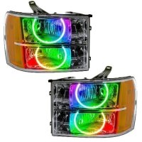 For 2007-2013 GMC Sierra SMD Headlights - Round Ring Design Oracle