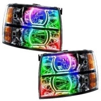 For 2007-2013 Chevrolet Silverado SMD Headlights - Black - Square Style Oracle