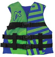 Youth Boys AIRHEAD Trend Life Vest Blue/Green Type III US Coast Guard Approved Standard Size 26-2...