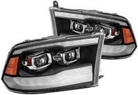 2009-2018 RAM 1500HD, 2010-2018 RAM 2500/3500HD AlphaRex LUXX Series LED Projector Headlights Bla...