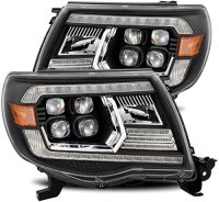 2005-2011 Toyota Tacoma AlphaRex Nova-Series LED Projector Headlights Black Lens with Activation ...