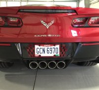 2014-2019 C7 Corvette Painted Flag Style Rear License Plate Frame