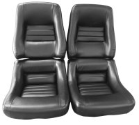 Mounted Leather Seat Covers Black 4" Bolster For 1979-1981 Corvette