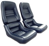 Mounted Leather Seat Covers Dk Blue Lthr/Vnyl Original 4" Bolstr For 82 Corvette