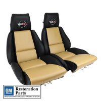 468920 OE Style Leather-Like Sport Seat Covers W/O Perforated Inserts Black For 84-88 Corvette
