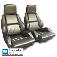 468869 Mounted Leather-Like Vinyl Seat Covers Gray Standard No-Perforations For 84-87 Corvette
