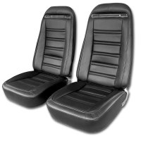 Driver Leather Seat Covers Black Leather/Vinyl For 1972 Corvette