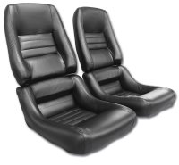 485020 Mounted Driver Leather Seat Covers Black 100%-Leather 2"Bolster For 79-82 Corvette