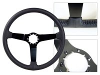 Steering Wheel Black Driver Leather/Black 3 Spoke For 1968-1982 Corvette
