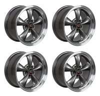 Wheel Set 17" Bullitt Style 5 Lug Anthracite Machined Lip 8" For 1979-04 Mustang
