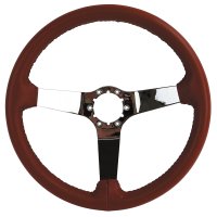 Steering Wheel Cinnabar Leather Chrome Spokes For 1981 Corvette