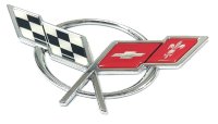 1997-2004 C5 Corvette - Chrome Crossed Flag Emblem - Fits Rear and Waterfall
