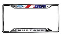 2015-2019 Ford Mustang License Plate Frame - Chrome Flags