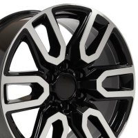 20" Replica Wheel CV36 Fits GMC Sierra 1500 Black Machined 20x9