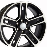 Chevy Silverado, GMC Sierra, Chevy Tahoe 22"x9" Replica Black Mach'd Wheel CV74B
