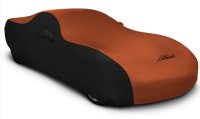 2008-2019 Dodge Challenger 2 Tone Satin Stretch Car Cover Black and Inferno Orange