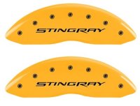 2014-2019 C7 Corvette Yellow Powder Coat Caliper Covers with Stingray Logo