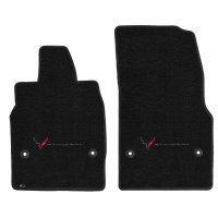 2020-2023 Corvette C8 Lloyd Floor Mats - C8 Flags Black and Stingray Word Combo