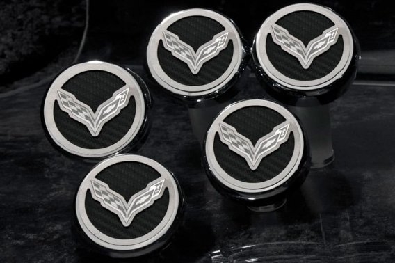 2014-2019 C7 Corvette Stingray Engine Caps w/Crossed Flag Logo