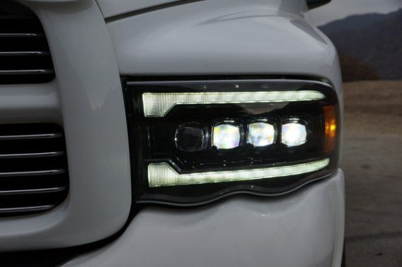 2002-2005 RAM 1500, 2003-2005 RAM 2500/3500 AlphaRex Nova-Series LED Projector Headlights Black F...