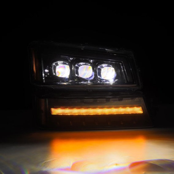 2003-2006 Silverado 1500/2500/3500 Avalanche AlphaRex Nova LED Projector Headlights Alpha-Black