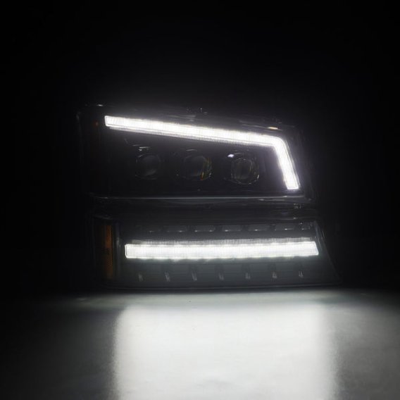 2003-2006 Silverado 1500/2500/3500 Avalanche AlphaRex Nova LED Projector Headlights Alpha-Black