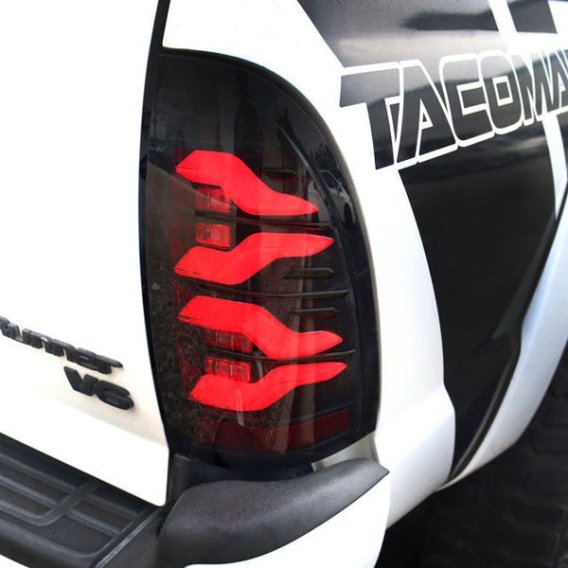 2005-2015 Tacoma AlphaRex LUXX-Series Black LED Tail Lights with Activation Light & Sequential Am...