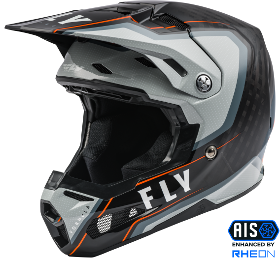 Fly Racing 2022 Adult Formula Carbon Axon Helmet (Black/Grey/Orange, Medium)