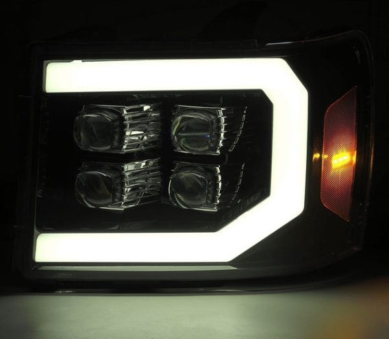 2007-2014 GMC Sierra 1500HD/2500/3500HD AlphaRex Nova-Series LED Projector Headlights Chrome