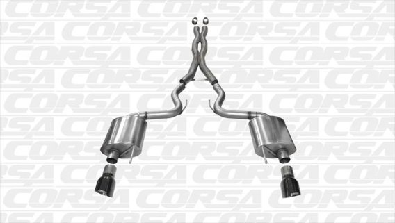 2015-2017 Ford Mustang GT Corsa Cat Back Sport Exhaust System 14332BLK
