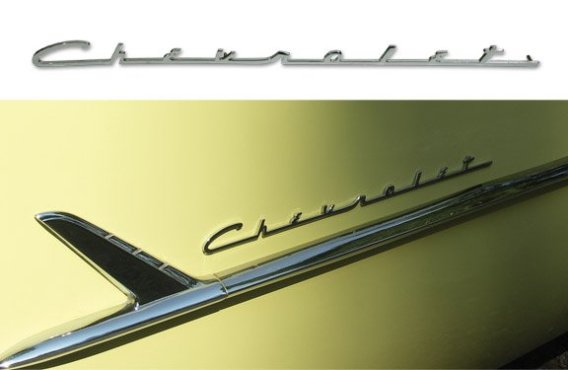C1 1953-1955 Corvette Chevrolet Side Script Emblem