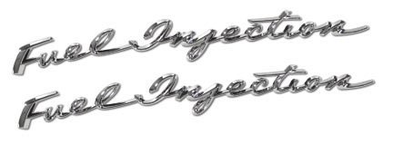 C1 1958-1961 Corvette Side Fuel Injection Script Emblem Pair