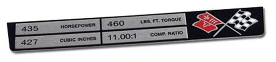 1969-1976 C3 Corvette Console Data Plate