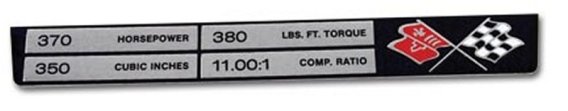 1969-1976 C3 Corvette Console Data Plate