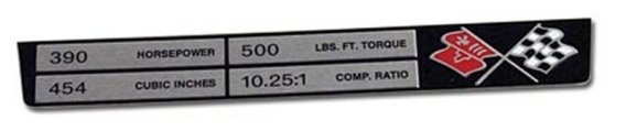 1969-1976 C3 Corvette Console Data Plate