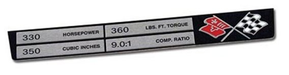 1969-1976 C3 Corvette Console Data Plate