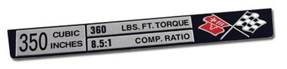 1969-1976 C3 Corvette Console Data Plate