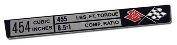 1969-1976 C3 Corvette Console Data Plate