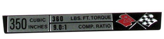 1969-1976 C3 Corvette Console Data Plate